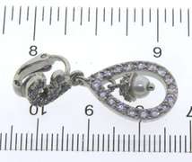 Sterling Silver Tear Drop Pendant with Drooping Pearl and Cubic Zirconias