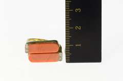 14K Yellow Gold Coral Diamond Accent Squared Bypass Ring