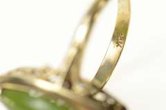 14K Yellow Gold Marquise Nephrite Victorian Statement Ring
