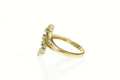 14K Yellow Gold Wavy Diamond Bypass Fanned Statement Ring