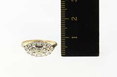 14K Yellow Gold Scalloped Retro Diamond Statement Ring