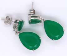 Green Cubic Zirconia Sterling Silver Dangle Earrings
