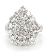 Enormous 18k Stamped White Gold Diamond Ring