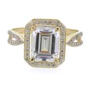 Exciting 14kt Yellow Gold Emerald Cut CZ Gemstone Ring