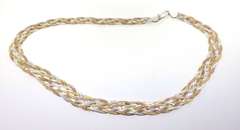 Tricolor Handmade Italian Sterling Silver Braid Chain Necklace