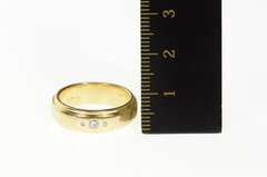 14K Yellow Gold Diamond Grooved Classic Wedding Band Ring