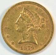 Original BU 1879 US $5 Liberty Gold Piece. Better date