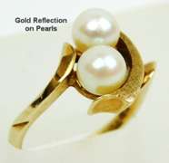 Vintage 10K Double Pearl Ring, Size 6
