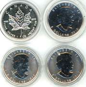4 Diff. pure .9999 Fine silver Canada Maple Leafs in capsules