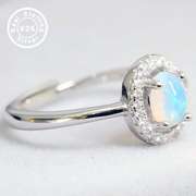 GENUINE ETHIOPIAN OPAL 925 STERLING SILVER RING ADJUSTABLE OPEN RING