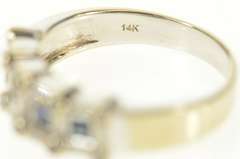 14K White Gold 1.07 Ctw Sapphire Diamond Wedding Band Ring
