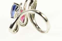 18K White Gold Ctw Ruby Sapphire Diamond Bypass Ring