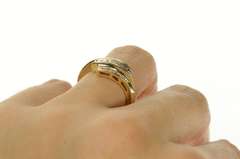 10K Yellow Gold Baguette Round Diamond Bypass Statement Ring