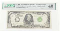 1928 $1000 Cleveland, OH. Federal Reserve Note - PMG - EF40