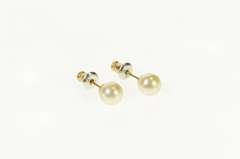 14K Yellow Gold Classic 5.9mm Pearl Stud Statement Earrings