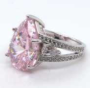 Pear Shaped Pink Cubic Zirconia Cocktail Ring