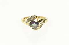 10K Yellow Gold Trillion Mystic Topaz Diamond Accent Bypass Ring