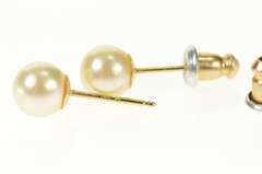 14K Yellow Gold Classic 5.9mm Pearl Stud Statement Earrings