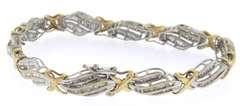 10K GOLD BEAUTIFUL TWO TONE LADIES DIAMOND BRACELET.