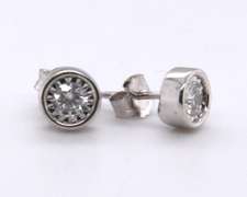 Lovely White Gold Bezel Set Diamond Earrings
