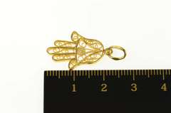 18K Yellow Gold Filigree Hamsa Arabic Protection Symbol Charm/Pendant