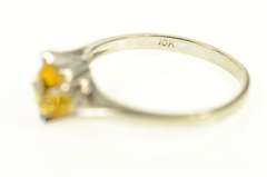 10K White Gold Round Citrine Swirl Retro Solitaire Bypass Ring