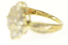 10K Yellow Gold Scalloped Diamond Cluster Classic Statement Ring