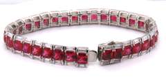 Sterling Silver Red Cubic Zirconia Bracelet