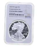 PF69 UCAM 2018-W American Silver Eagle - Congratulations Set - NGC