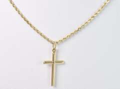 Subtle Cross Pendant in 14K Yellow Gold