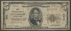 $5 1929-I  First NTL Bank of Pitts PA VF