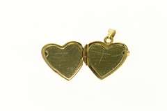 14K Yellow Gold Scalloped Classic Heart Photo Picture Locket Pendant