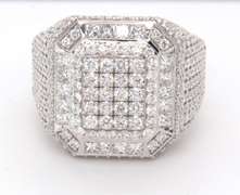 Geometric 18k Stamped White Gold Diamond Ring