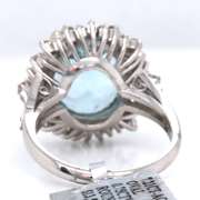Shimmering Platinum Aquamarine and Diamond Ring