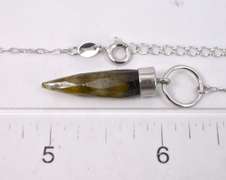 Outstanding Pointed Quartz Gemstone Necklace in Polished Sterling Silver