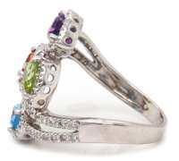 Pleasing White Gold Amethyst, Blue Topaz, Citrine and Peridot Ring