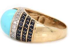 Attractive Le Vian Turquoise, Diamond and Sapphire Ring