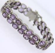 Sterling Silver Amethyst 2 Row Bracelet