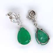 Green and White Cubic Zirconia Dangle Earrings