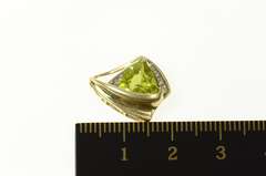 10K Yellow Gold Trillion Peridot Diamond Accent Statement Pendant