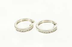 14K White Gold 0.72 Ctw Diamond Channel Classic Hoop Earrings
