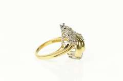 14K Yellow Gold 0.75 Ctw Wavy Diamond Cluster Statement Ring