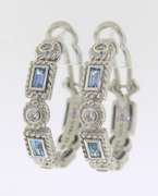 Judith Ripka Blue Topaz Diamonique Hoop Earrings