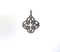 Contemporary Four-Point Sterling Silver Pendant with Cubic Zirconias