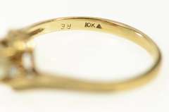 10K Yellow Gold Retro Pearl Diamond Three Stone Bypass Ring