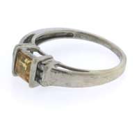 Beautiful White Gold Square Citrine and Diamond Ring
