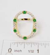 Sterling Silver Gold Plated Green And White Gemstone Ring.