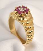 Unusual Rolex Style Ruby & Diamond Ring