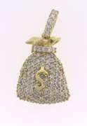 Diamond Money Bag Pendant in 10kt Yellow Gold