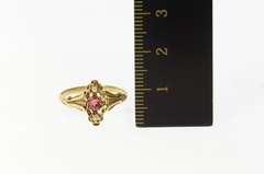 10K Yellow Gold Victorian Sim. Ruby Seed Pearl Statement Ring